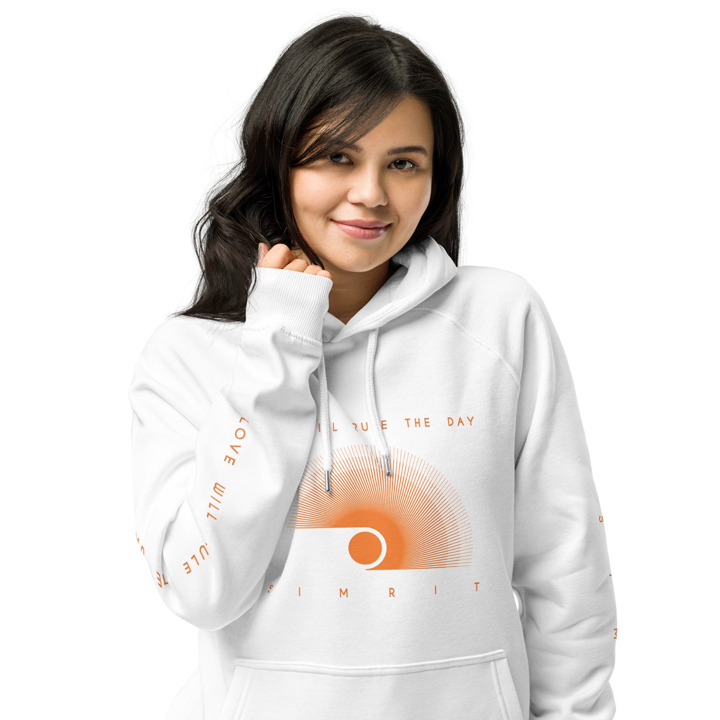 "Love Will Rule The Day" Unisex Eco Raglan Hoodie - White