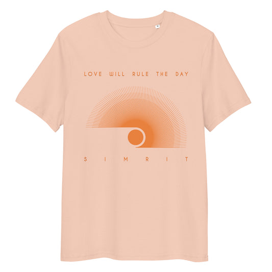 "Love Will Rule The Day" Unisex Organic Cotton T-Shirt - Peach