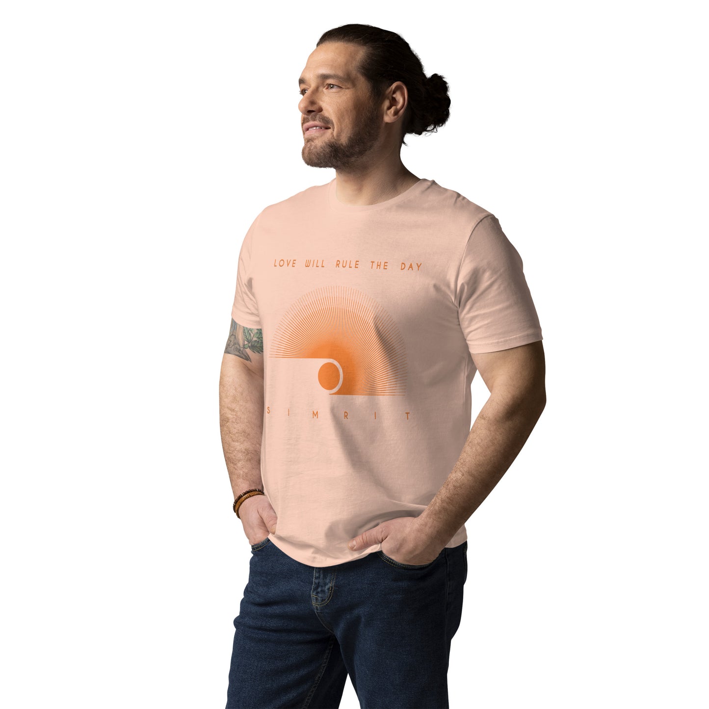 "Love Will Rule The Day" Unisex Organic Cotton T-Shirt - Peach